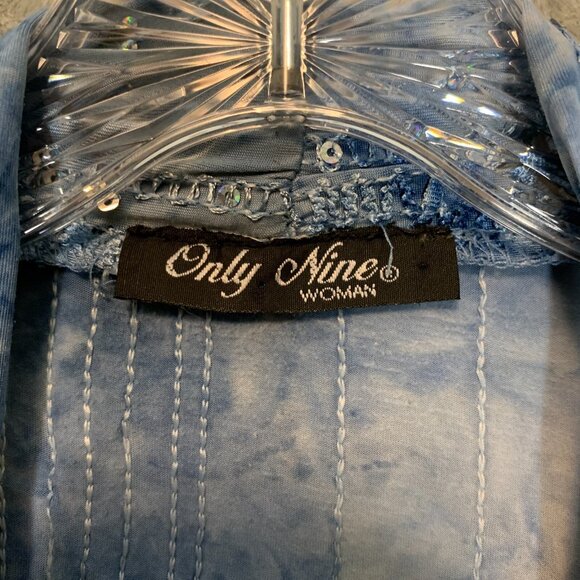 Only Nine Women Fairy Whimsical Waterfall Watercolor Sequin Open Cardigan L Blue - Picture 6 of 10